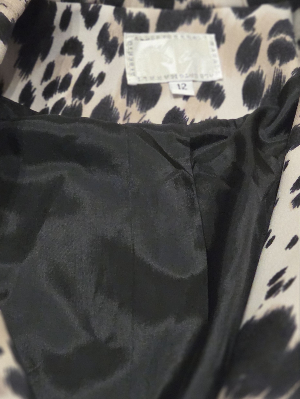Alberto Makali Leopard Print Blazer Jacket Faux Fur Accent Pockets - Size 12 - Picture 10 of 12